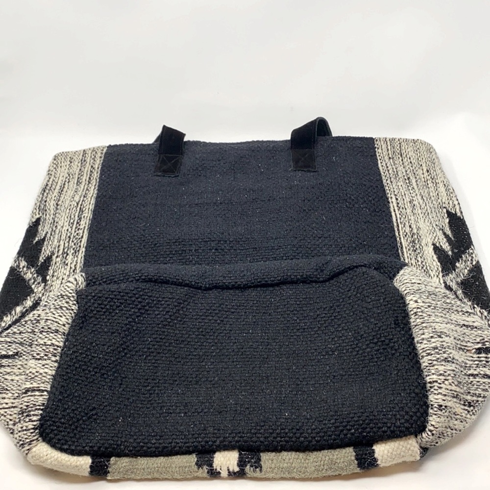 Panache Boho Aztec Woven Tote Bag With Pom Detail - Picture 4 of 10